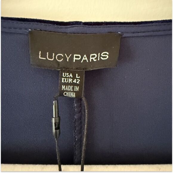 NWT Lucy Paris Blue Velvet Wrap Dress – Size Large, Very Flattering, Midi Skirt - Picture 7 of 7